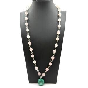Native American Rose Quartz, Turquoise Necklace